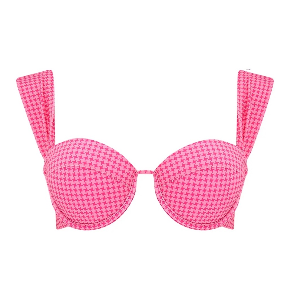 ARABELLA LONDON The Modern Bustier Bra in Pink Houndstooth NWT